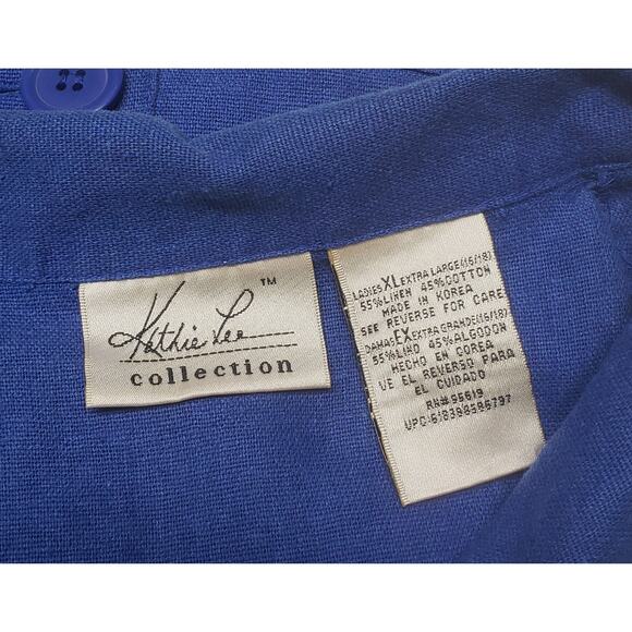 Kathie Lee Collection Women’s XL Linen Cardigan Blue Button-Up Lightweight Top - Picture 8 of 9